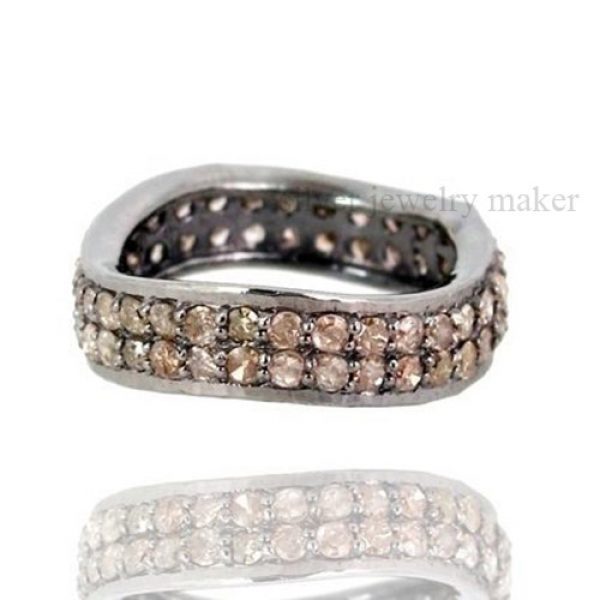 Designer .925 Sterling Silver 1.89 Ct Diamond Studded Band Ring Handmade Jewelry