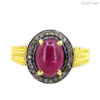 Ruby Gemstone 925 Sterling Silver Studded Diamond 14k Gold Ring Designer Jewelry