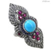 Turquoise Gemstone 925 Sterling Silver Pave Diamond Ruby Sapphire Fine Jewelry