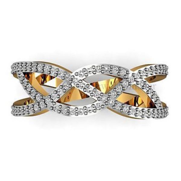Diamond Criss Cross Ring Wedding Gift Jewelry 14k Solid Yellow Gold Jewelry