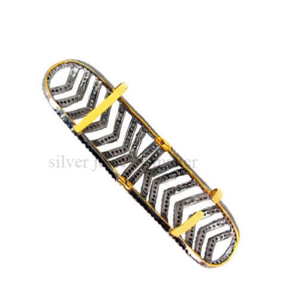 14k Gold Pave 3.93 Ct Diamond Finger Armour Knuckle Ring Sterling Silver Jewelry