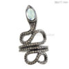 Moonstone Diamond Pave Fine Sterling Silver SNAKE Wrap Ring Halloween Jewelry