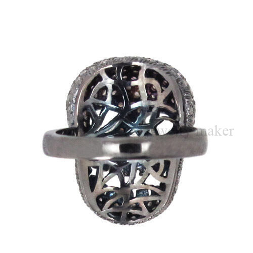New 2.24ct Diamond Pave SKULL Ring 925 Sterling Silver Vintage Look Fine Jewelry