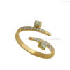 14k Yellow Gold 0.36 Ct Round Cut Diamond Engagement Open Ring