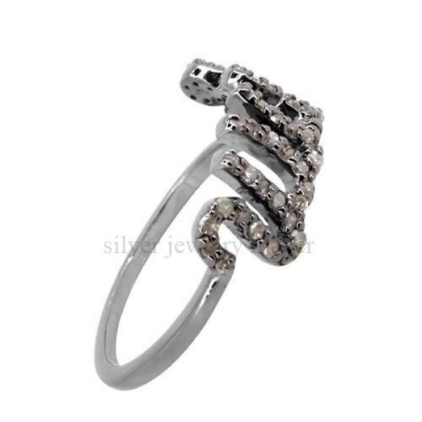 925 Sterling Silver Wish Ring Natural Pave Diamond Fashion Handmade Fine Jewelry