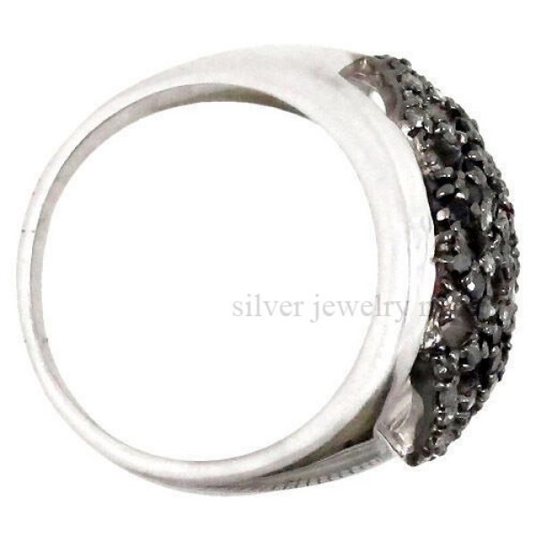 .925 Sterling Silver Natural Diamond Pave US 7 Ring Resize Handmade Jewelry