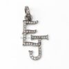 Handmade Sterling Silver EJ Shape Alphabet Initial Pave Diamond Charms Pendant Jewelry, Pave Diamond Monogram Charm Pendant Jewelry