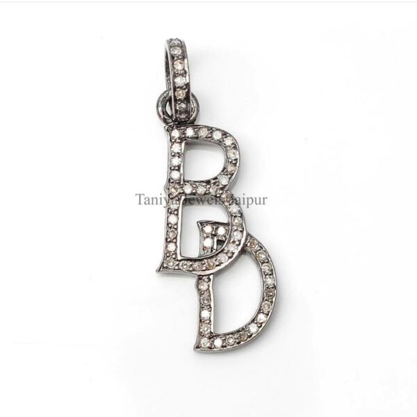 BD Handmade Sterling Silver Alphabet Initial Pave Diamond Charms Pendant Jewelry, Pave Diamond Monogram Charm Pendant Jewelry