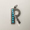 Natural Turquoise Pave Diamond R Initial 925 Sterling Silver Pendant Jewelry