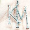 Handmade Sterling Silver LM Shape Alphabet Initial Pave Diamond Charms Pendant Jewelry, Pave Diamond Monogram Charm Pendant Jewelry