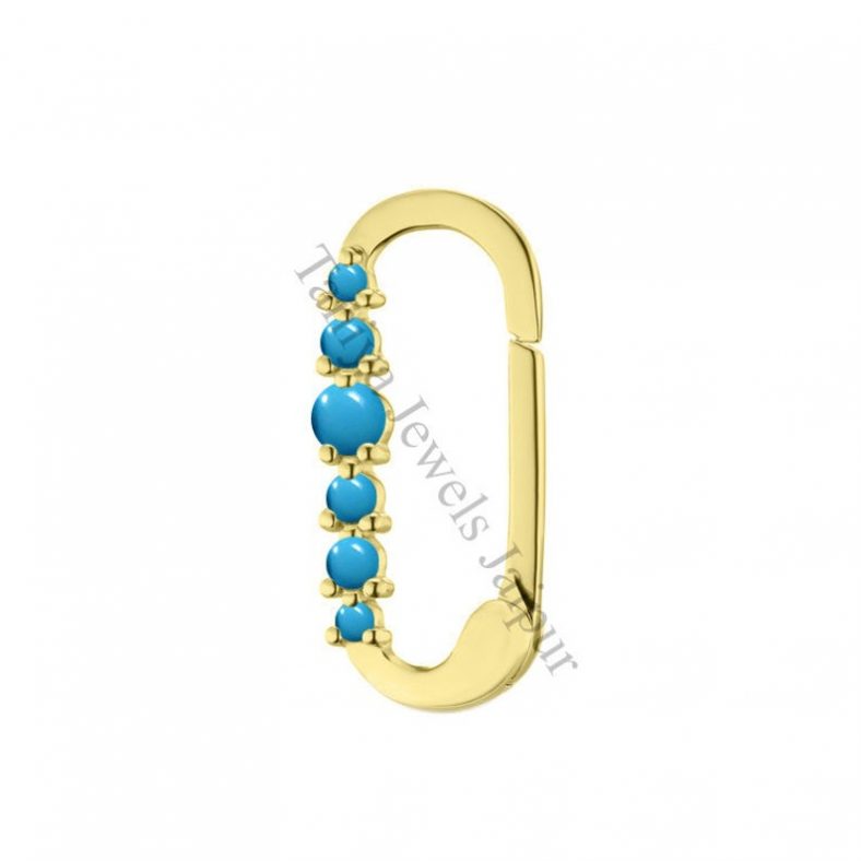Turquoise Handmade Snap Link Clasp Bracelet Lock Fine Jewelry, Turquoise Link Lock, Yellow Gold Plating Snap Clasp Link Lock, Bracelet Lock