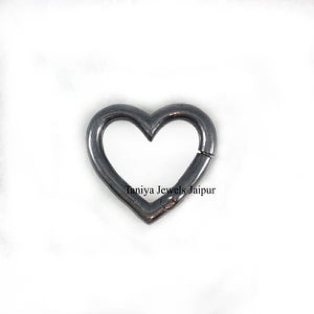 Handmade Designer Heart Shape Black Rhodium Link Clasp Snap Lock Jewelry, Heart Carabiner Link Snap Lock Jewelry, Bracelet Lock