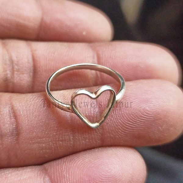 925 Sterling Silver Designer Handmade Heart Shape Ring Jewelry, Love Silver Ring