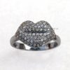 925 Sterling Silver Pave Diamond Lip Design Ring Handmade Jewelry, Silver Lip Shape Ring, Diamond Ring Jewelry