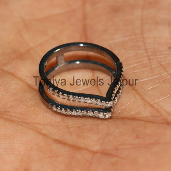 925 Sterling silver Pave Diamond Band Ring Jewelry, Pave Diamond Ring, Diamond Ring Jewelry