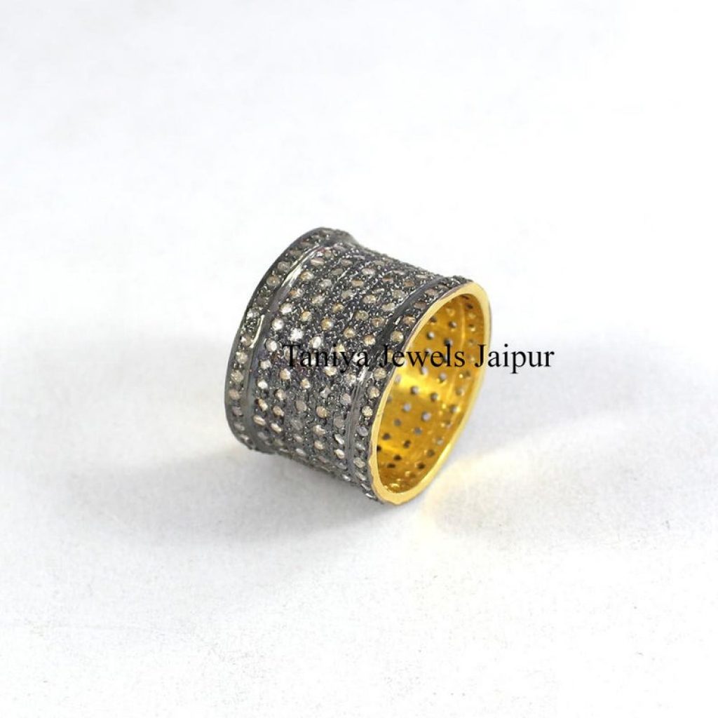 Valentine Day Gift!! 925 Sterling Silver handmade Awesome Band Ring Rose Cut Pave Diamond Ring Jewelry, Diamond Band Ring