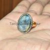 Sterling Silver Diamond Pave Gemstone Labradorite Gemstone Ring Vintage Jewelry, Labradorite Ring Jewelry