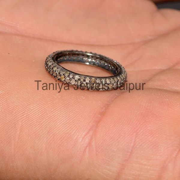 Pave Diamond Band Ring, Handmade Pave Diamond Band Ring Jewelry, Sterling Silver Pave Band Rings, Diamond Band Ring