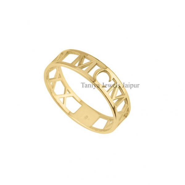 Round Alphabet Ring, Designer Sterling Silver Band Ring, Unisex Round Band Ring, Men's Sterling Silver Ring, Personalised Custom Ring