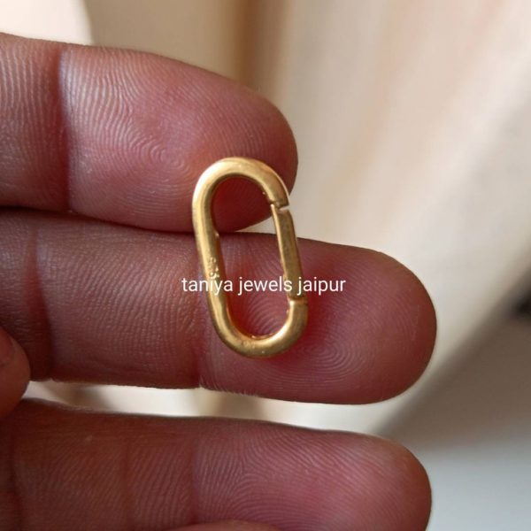 14k Yellow Gold Plated Snap Oval Lock, Solid 925 Silver Gold Plated Snap Lock, Oval Carabiner Snap Hook Wholesale Jewelry