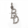 pave diamond silver monogram pendant