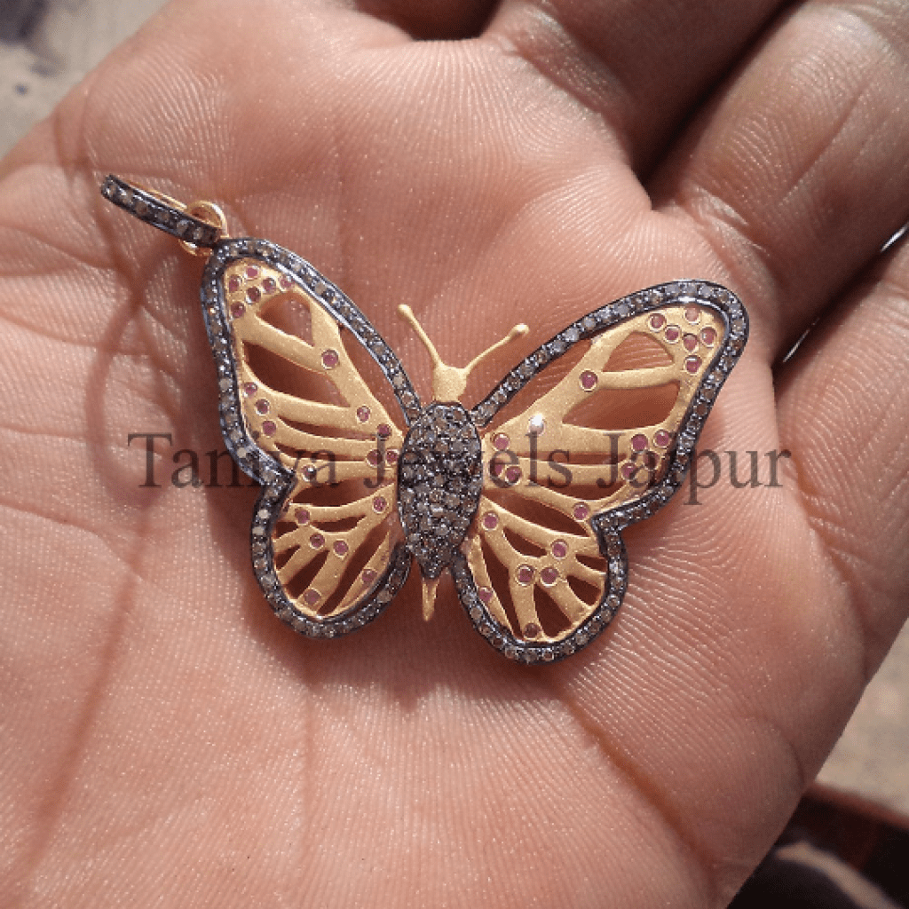 Pave Diamond Butterfly Pendant