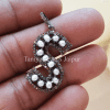 silver pearl pave diamond monogram pendant