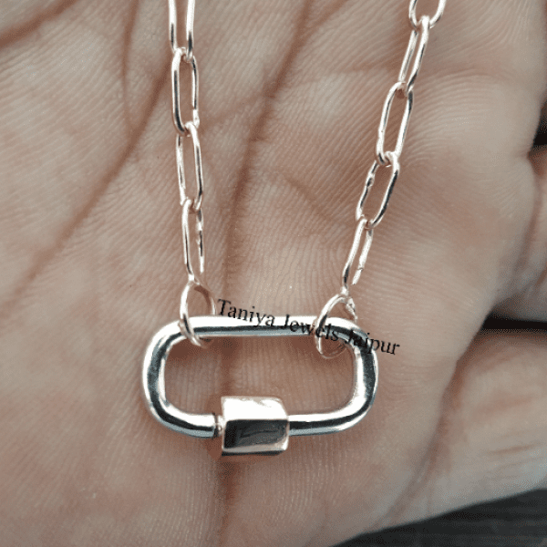 carabiner silver necklace