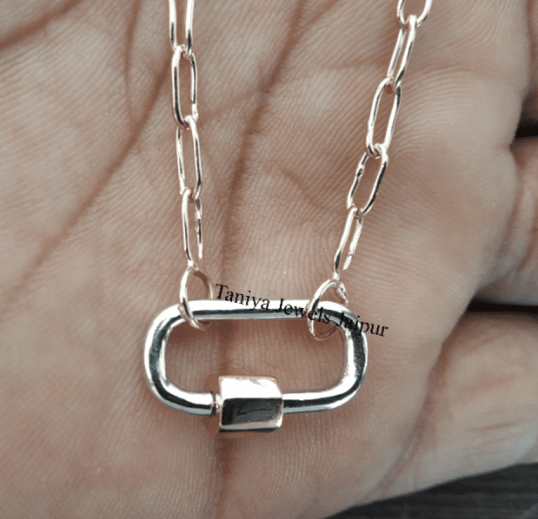 carabiner silver necklace