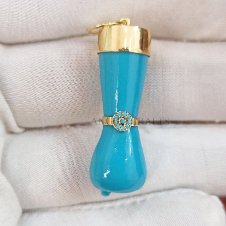 Turquoise Gemstone Figa Hand Pendant Jewelry, Figa Hand Charms, Gemstone Figa Pendant Jewelry