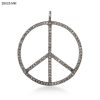 0.41ct Pave Diamond Handmade Peace Sign Pendant 925 Sterling Silver Gift Jewelry
