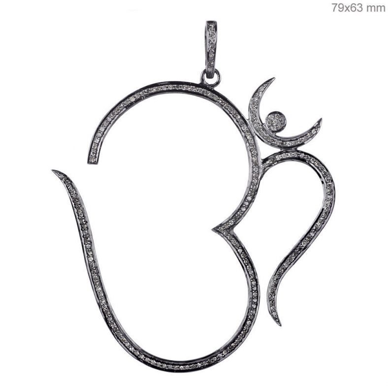 LATEST Sterling Silver Designer OM Chain Pendant Pave Diamond Fine Gift Jewelry
