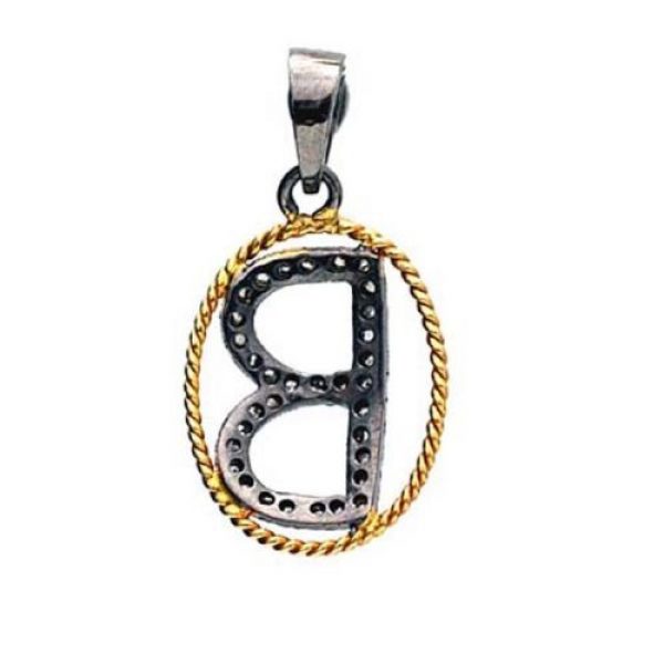 Initial B Alphabet Diamond 14k Gold 925 Sterling Silver Pendant Jewelry