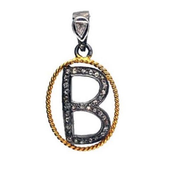 Initial B Alphabet Diamond 14k Gold 925 Sterling Silver Pendant Jewelry