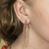 Solid 18k Rose Gold Chain Dangle Earrings 1.08 Ct Genuine Pave Diamond Fine Jewelry, Pave Diamond Earrings, Gold Earrings, Christmas Gifts