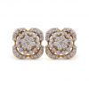 Natural 1.35 Ct SI Clarity G-H Color Pave Diamond Dainty Floral Stud Earrings Solid 14k Yellow Gold Minimalist Fine Jewelry Valentine Gifts