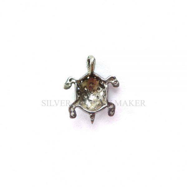 Pave Diamond Pendant, Diamond Pendant,Turtle Pendant, Silver Diamond Pendant, Pave Diamond Jewelry