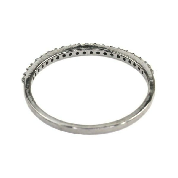 Natural Diamond 925 Solid Sterling Silver Single Row Half Way Eternity Band Ring
