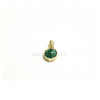 14k Solid Yellow Gold Malachite Round Charms Vintage Pendant Jewelry, 14k Gold Malachite Charms Pendant