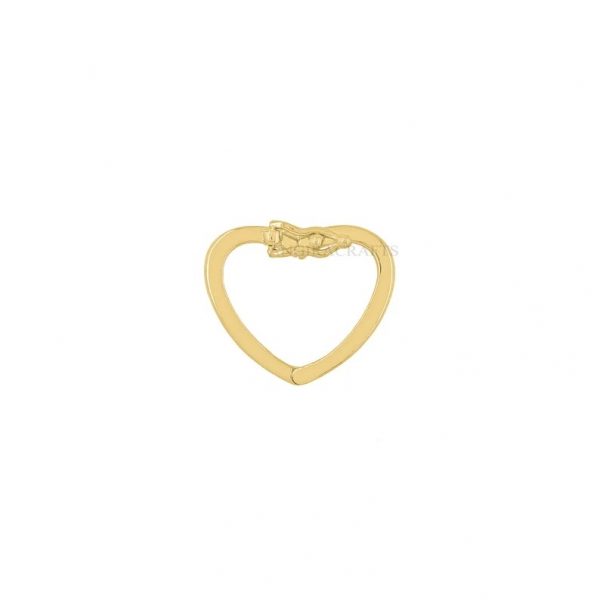 Sterling Silver Heart Shape Charm Holder Clasp Lock Jewelry, Yellow Gold Plating Clasp Lock, Silver Push Lock, Silver Enhancer Lock Jewelry