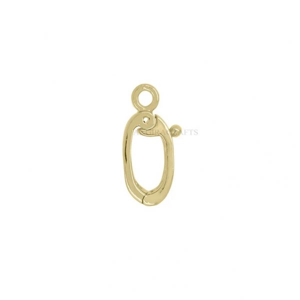 Sterling Silver Charm Holder Clasp Lock Jewelry, Yellow Gold Plating Clasp Lock, Silver Push Lock, Silver Enhancer Lock Jewelry