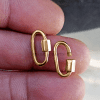 15mm 14k Yellow Gold Mini Baby Carabiner Screw Clasp Lock Finding Jewelry, Solid 14k Gold Carabiner Clasp Lock Jewelry
