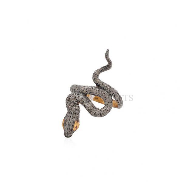 Natural Pave Diamond Snake Shape Ring Jewelry, Diamond Snake Ring, Silver Snake Ring Jewelry, Pave Diamond Ring