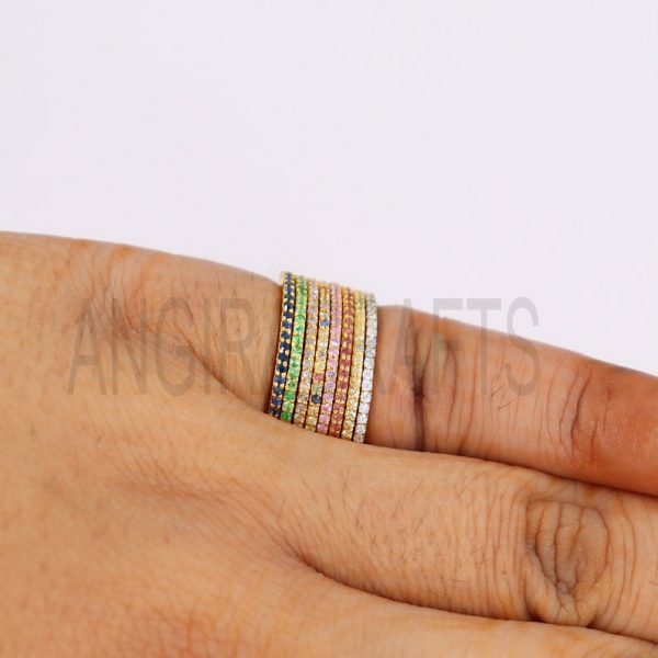 Christmas Gift!! 925 Sterling Silver Eight Band Ring Jewelry, Diamond Eight Finger Band Ring, Band Ring, Multisapphire Ring