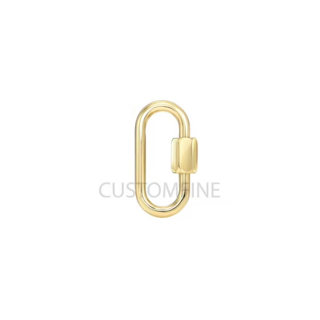 14k Yellow Gold Carabiner Clasp Lock Jewelry, Gold Carabiner Lock Jewelry