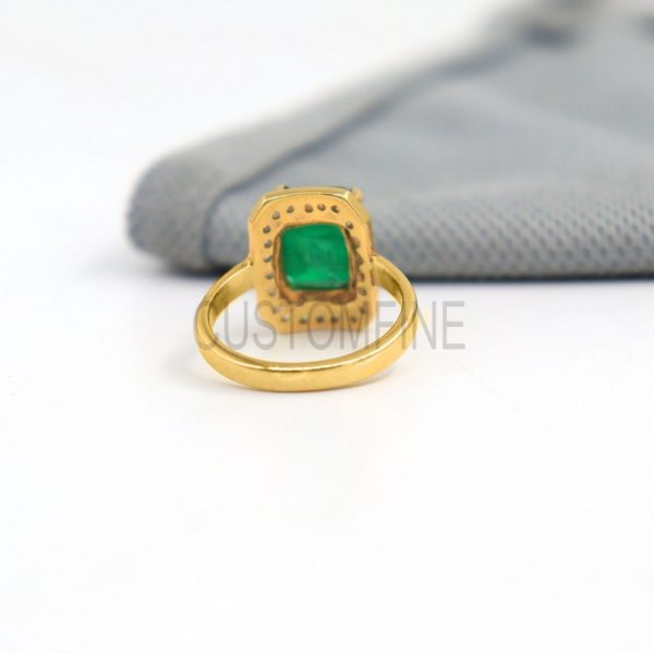 14k and 9k Gold Emerald Ring, 14k and 9k Gold Square Shape emerald Ring, Emerald gold Ring, Handmade 14k gold jewelry