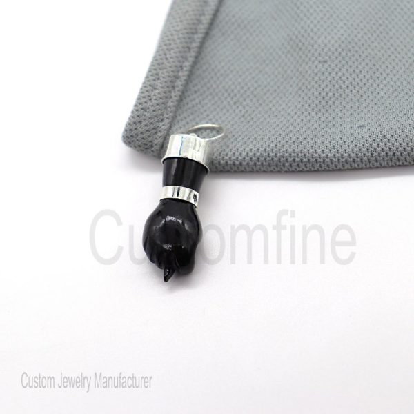 Christmas Gifts!! 925 Sterling Silver Black Onyx Figa Hand Pendant Jewelry, Silver Charms, Gemstone Figa Pendant Jewelry