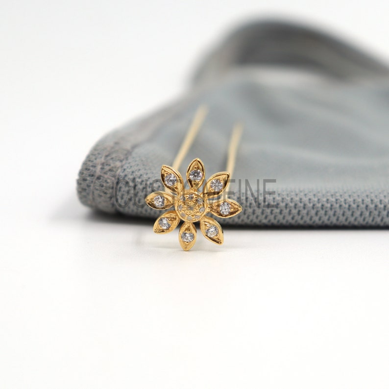 Sterling Silver Flower Diamond Hair Pin Jewelry, Hair Pin Lock, Silver Hair  Pin Finding Jewelry – Thesellerworld