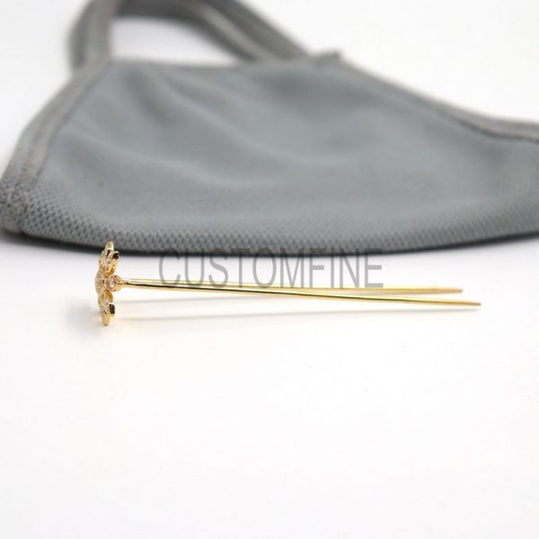 Sterling Silver Flower Diamond Hair Pin Jewelry, Hair Pin Lock, Silver Hair Pin Finding Jewelry