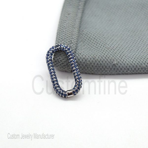 Blue Sapphire Sterling Silver Handmade Charm Holder, Necklace Charm Holders, Silver Gemstone Charm Holder